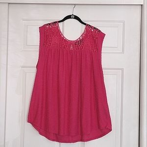 ✔️Zac & Rachel, 3X Pink Lace, Dotted Swiss Texture Blouse Top